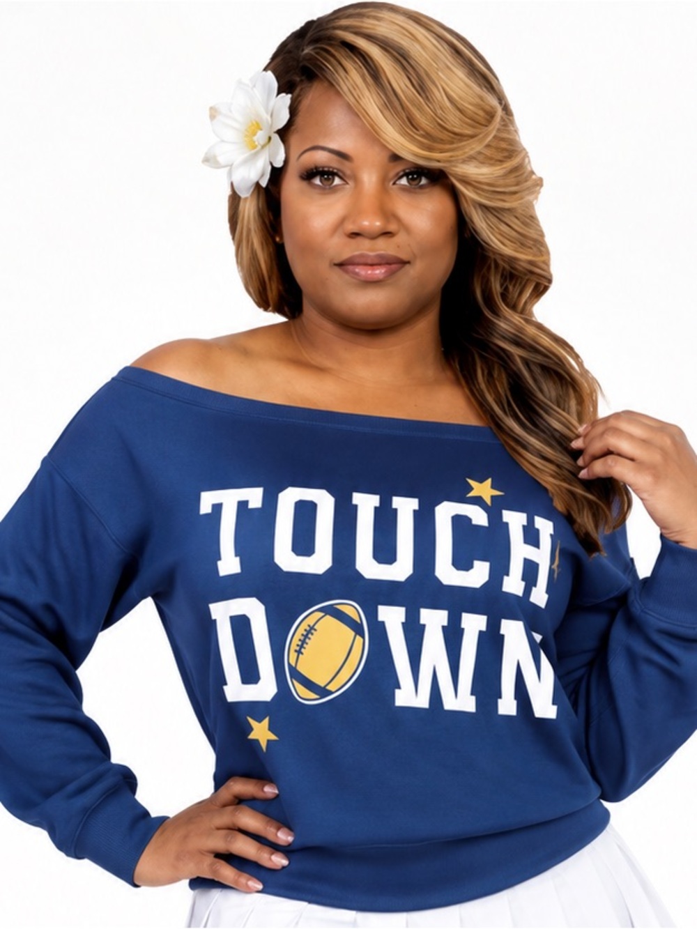 BRAND NEW NEW-No Boundaries Off-The-Shoulder Touchdown Sweatshirt Size 1X
